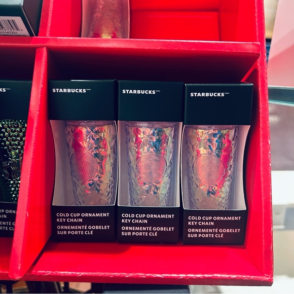 Starbucks Holiday Keychain Ornament Red , White Unicorn Prism & Star New 2023 - Picture 5 of 12